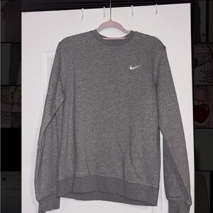 Nike Gray Crewneck Sweatshirt with Ribbed Details